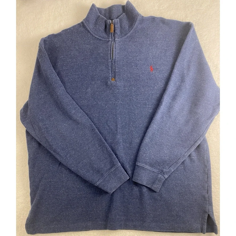 Polo Ralph Lauren 1/4 Zip Long‎ Sleeve Pullover Size 2XL Tall Long Blue Casual